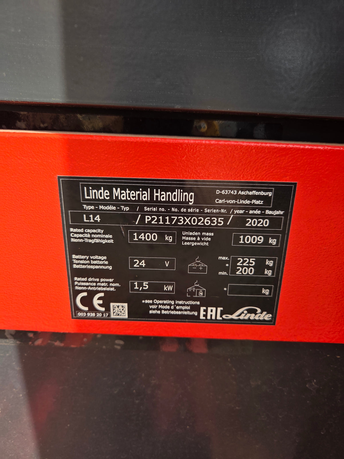 Stapelaar Linde L14 Duplex Freelift Doublestock 3830 mm 2020 - bijna nieuw 56 uur