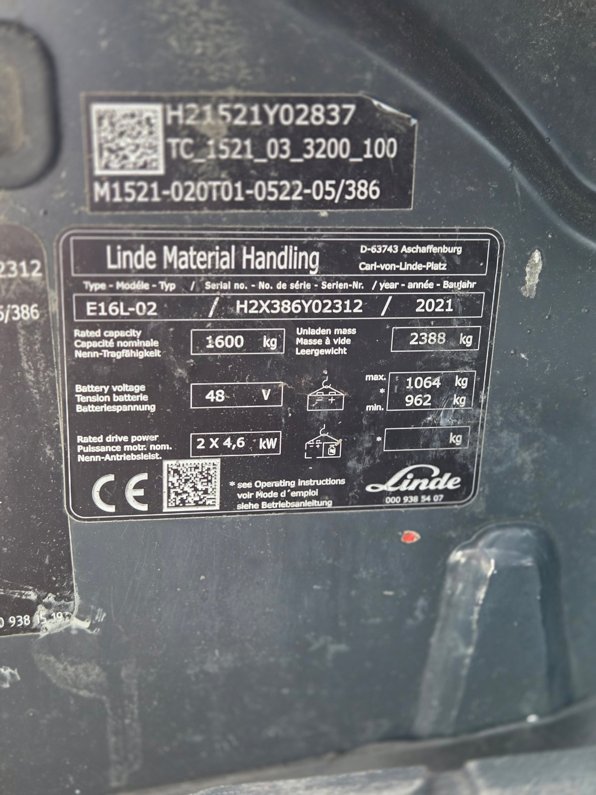 Heftruck Linde E16L-02 Triplex Sideshift Freelift 2021